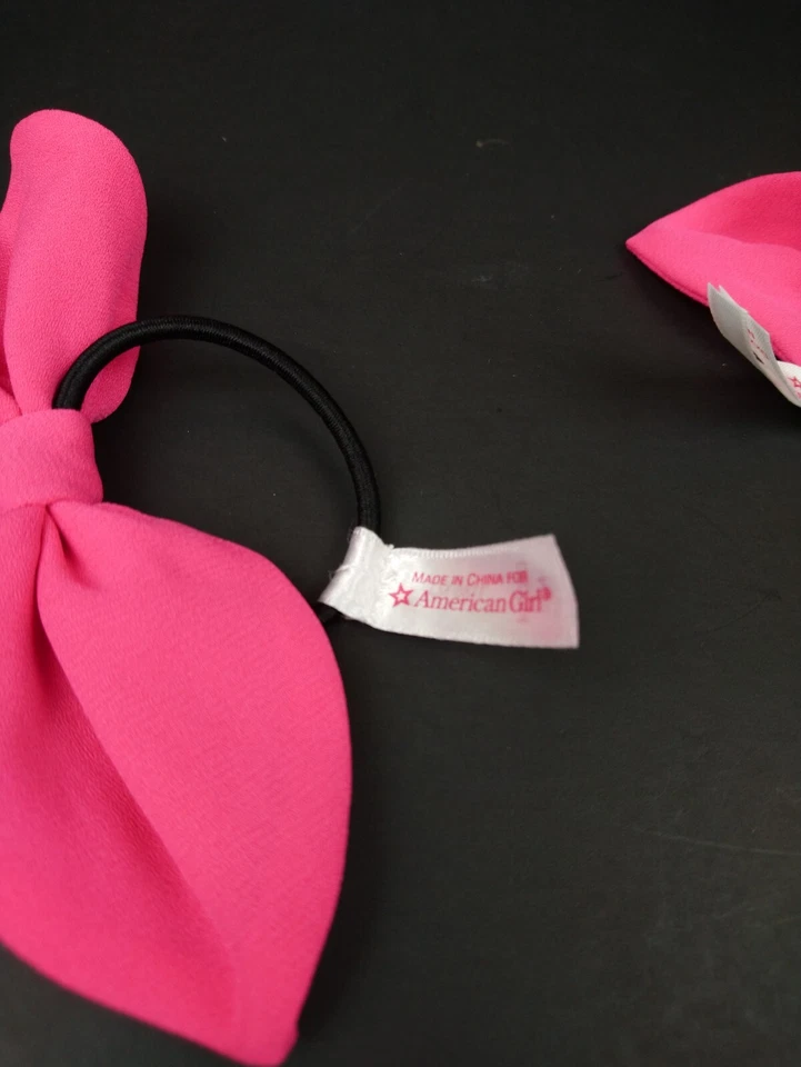 Muñeca American Girl 2 lazos para el cabello corbata cola de caballo sostenedores rosa suave mediana rosa Foto 3 de 4