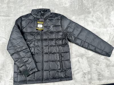 Browning Windy Mountain Black Stand Up Collar Zip Up Mens Down Jacket Large NWT