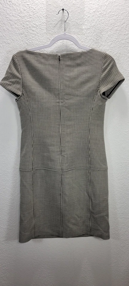 Vestido recto Ralph Lauren etiqueta negra de lana estampado pata de gallo talla 2 negro blanco Foto 3 de 4
