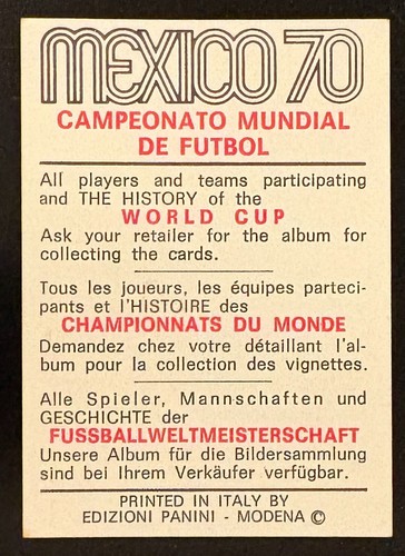 PANINI WORLD CUP 1970 CZERWONY/CZARNY - WYBIERZ SWOJE KARTY - Zdjęcie 302 z 348