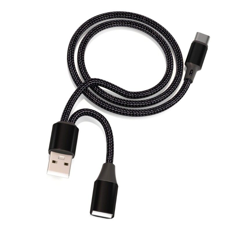 2-in-1 Fast Charging USB-C Nylon Braided Data Cable with Quick Charge  
