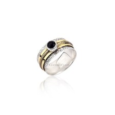 925 Sterling Silver Unisex Spinner Ring Onyx Gemstone Jewelry For Meditation