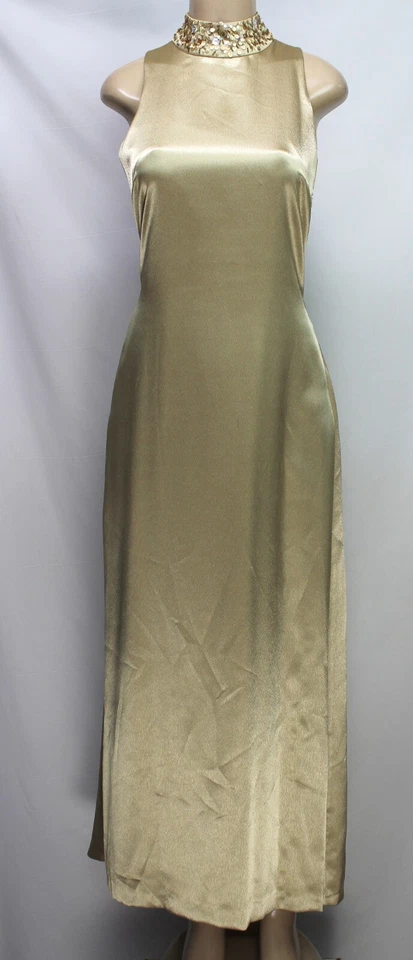Vestido Maxi Halter Feminino Together Sem Mangas Dourado Tamanho 6 - Imagem 2 de 4