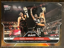 2025 Topps Now WWE #22 Raquel Rodriguez Liv Morgan Dominik Mysterio RAW GOLD /50
