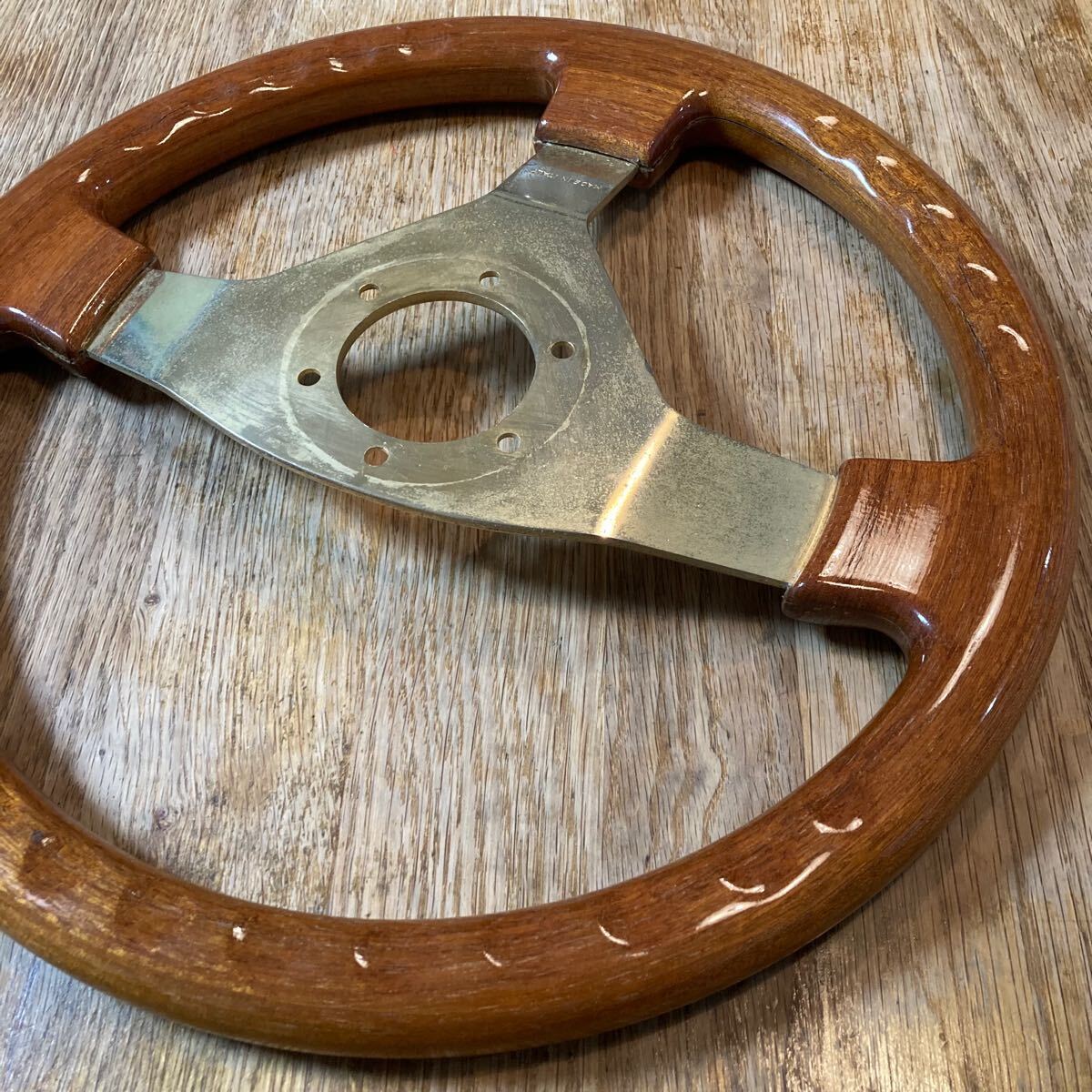 OBA Wood Steering Wheel Gold 35cm Italian-Made Vintage F/S