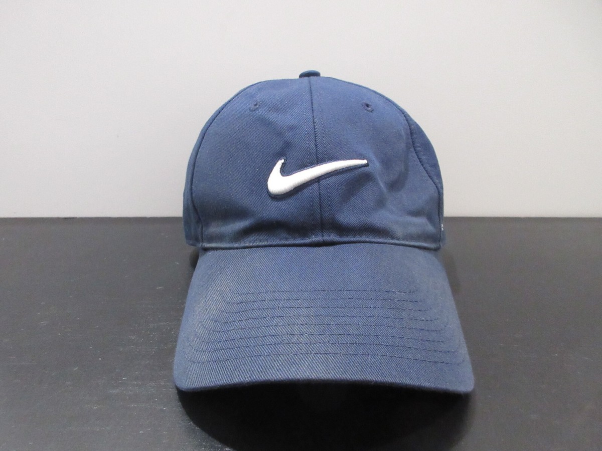 VINTAGE Nike Hat Cap Strap Back Blue White Swoosh Outdoors 