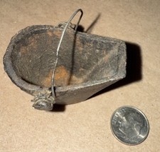 Vtg Dollhouse Miniature Cast Iron Coal Scuttle Ash Small Bucket Solid Heavy