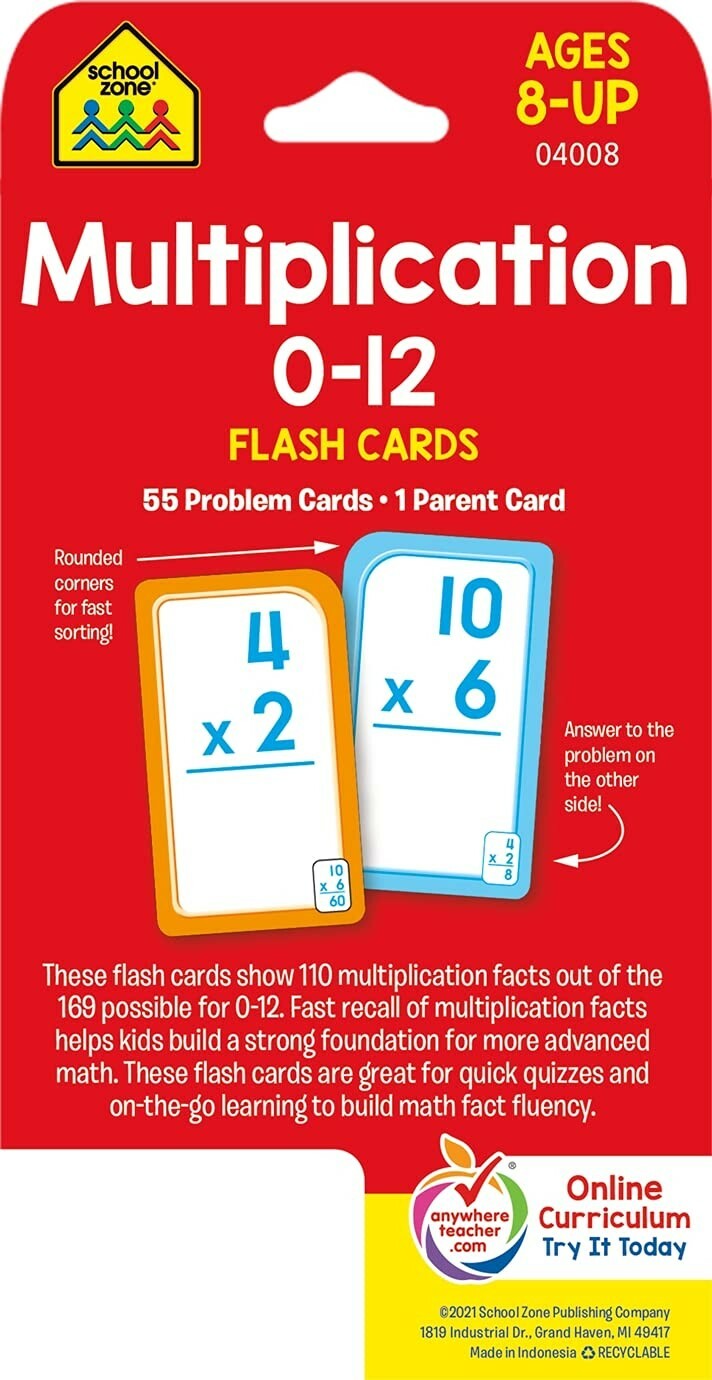 Multiplication Flash Cards 0-12 Flash Cards Elementary Grade Math for Ages 8+ | eBay Multiplication Flash Cards 0-12 Flash Cards Elementary Grade Math for Ages 8+ | eBay