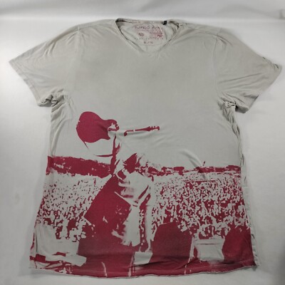 Buffalo David Bitton Beige Band Concert T-Shirt Short Sleeve Mens Size XL