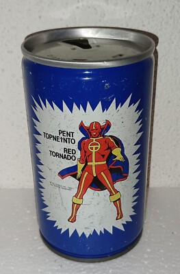 🦸 Pepsi DC Comics • Greek Red Tornado Can • Vintage Superhero