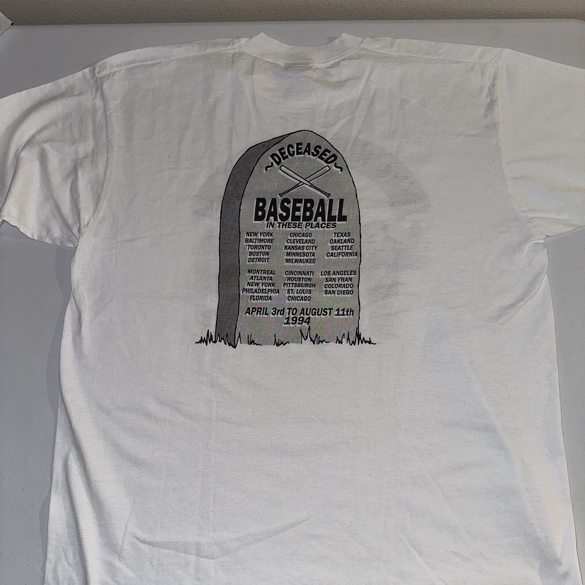 NWOT Vintage 1994 MLB Baseball Strike Double Sided T-shirt