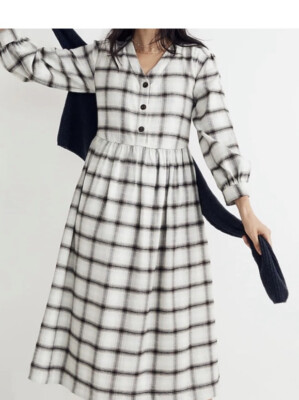 NWT Madewell Flannel Button-Front Midi Dress | eBay