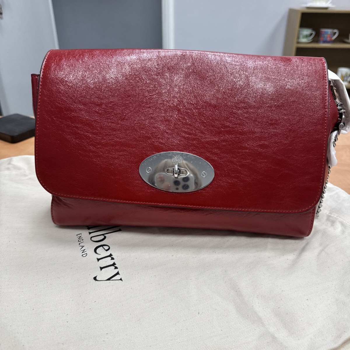 Mulberry Medium Lily Triple Chain Bag Lancaster Red Glossy NVT
