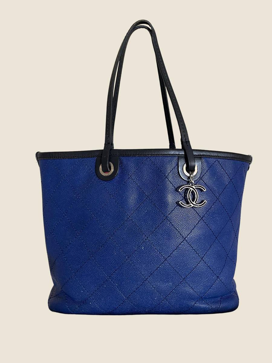 Chanel Grained Calfskin Shopping Fever Tote- Women Handbag, Blue