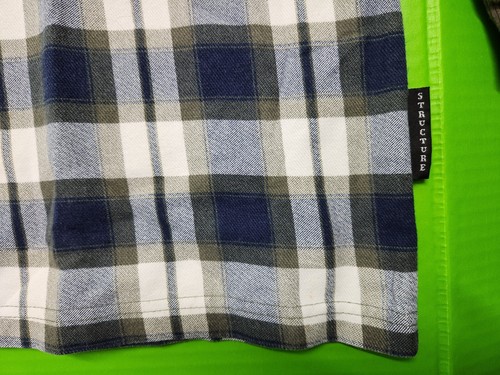 Vintage 90's Structure Plaid Corduroy Collar Rugby Polo USA Made SEE MEASUREMENT - Picture 4 of 11