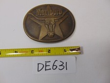 Marlboro Solid Brass 1987 Belt Buckle Philip Morris Inc. Long Horn Bull Logo Vtg