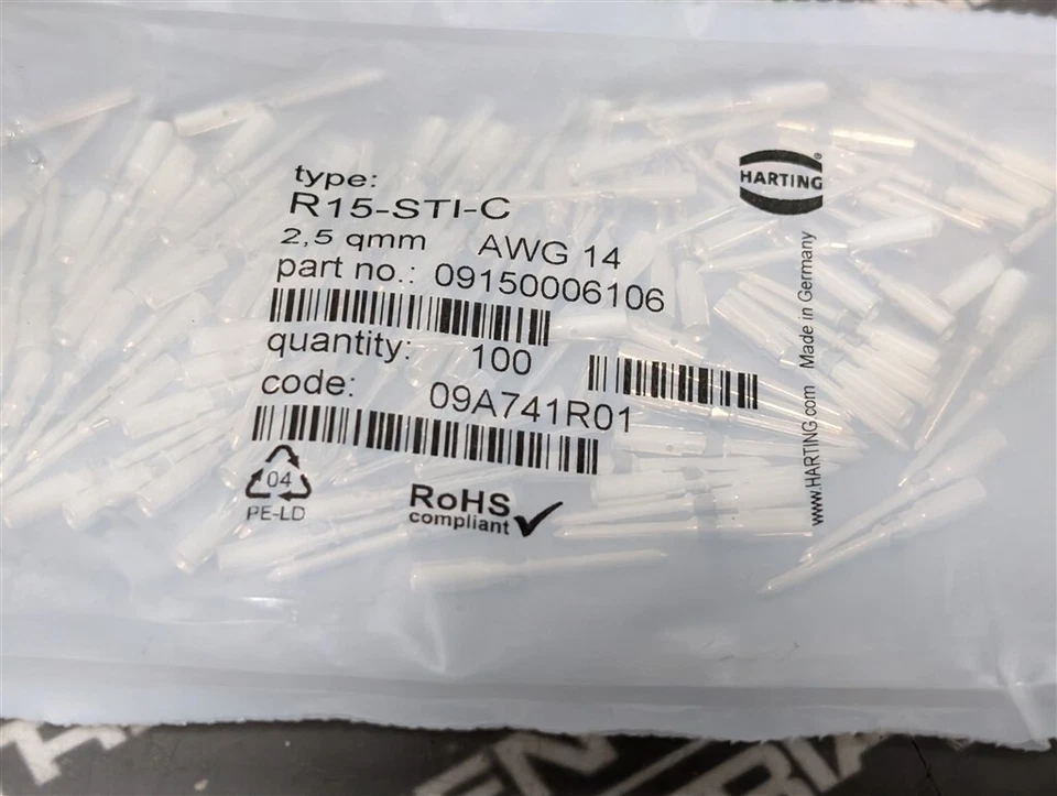 NEW Bag of 100 Harting 09150006106 Crimp Connectors R15-STI-C - Image 2 of 3