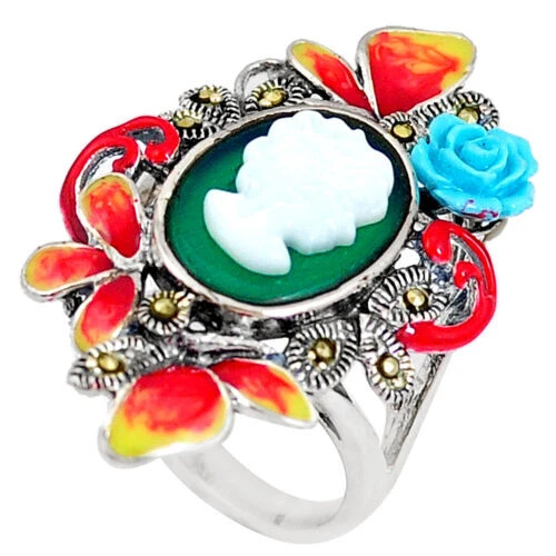 Chalcedony Natural Enamel Fashion Rings
