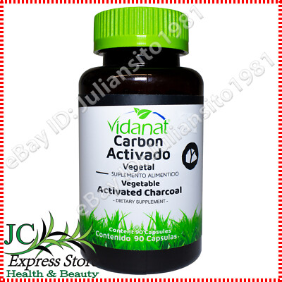 VEGETABLE ACTIVATED CHARCOAL CARBON ACTIVADO VEGETAL 90 CAPSULES VIDANAT