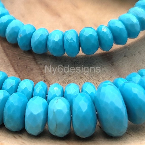 AAA Natürliches Dornröschen Türkis Facettiertes Rondell 4-8 mm 15 Zoll Schmuckherstellung - Bild 5 von 7