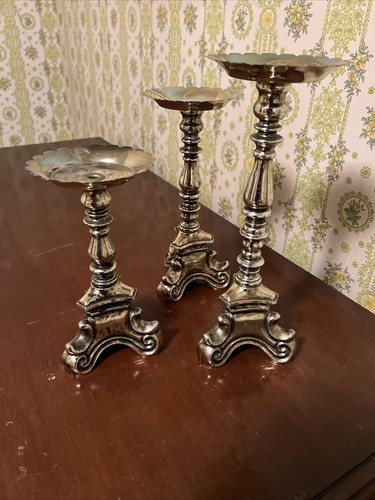 Vintage 1960’s Rubel Baroque candle holders Set Of 3 Rare Find! - Picture 8 of 11