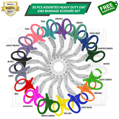 50 Paramedic EMT Trauma Shears Nurse Scissors Set 7.25'' First Aid Rainbow Colors