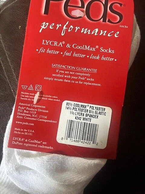 6 pares de calcetines blancos vintage hechos en EE. UU. para mujer Peds Coolmax talla 5-10 Foto 4 de 4