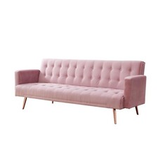 PINK PLUSH VELVET SOFA BED LARNACA LIVING ROOM FURNITURE GUESTS COMFORT