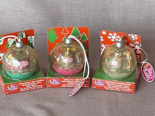 Holiday Ornaments,Polly Pocket 2002,Set Of 3,Multi Languages,European HTF NRFP!