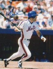 WALLY BACKMAN NEW YORK METS  1986 WS CHAMPS  ACTION SIGNED 8x10