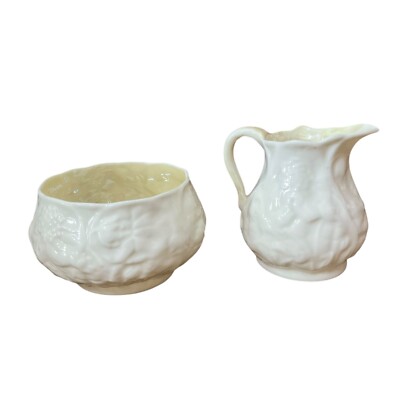 Belleek Irish Lotus Creamer & Sugar Bowl 3rd Mark