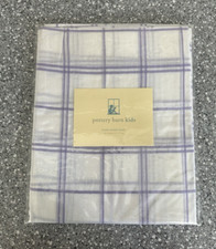 Pottery Barn Kids White  Purple Plaid Sheer Drapery Panel 44x44 MULTIPLE AVAIL