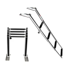 Boat 4 Step Ladder Stainless Steel Telescoping Upper Platform Deck Swim Boarding