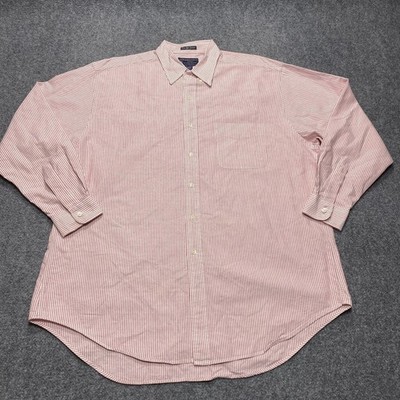 Vintage Abercrombie Fitch Shirt Men XL Pink Striped Button Long Sleeve Oxford
