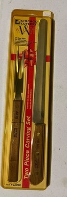 NIB Chicago Cutlery Walnut Tradition 2 Piece Carving Set 10  Knife & 13  Fork