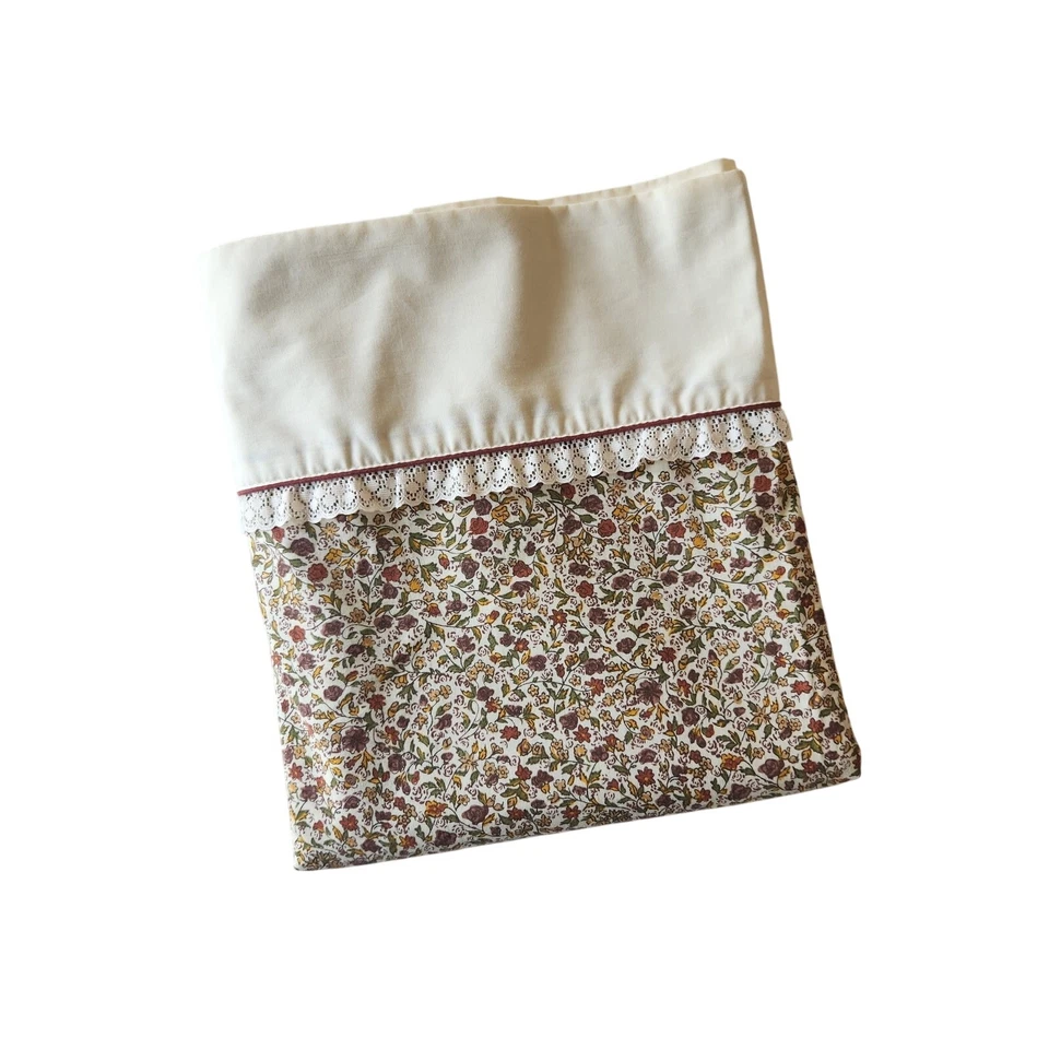 VTG JC Penney Prairie Home Queen Flat Sheet Brown Floral Pattern Cottage Core - Image 2 of 4