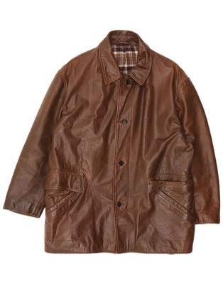 Conbipel Mens Natural Wear Leather Jacket IT 52 XL Brown CG05