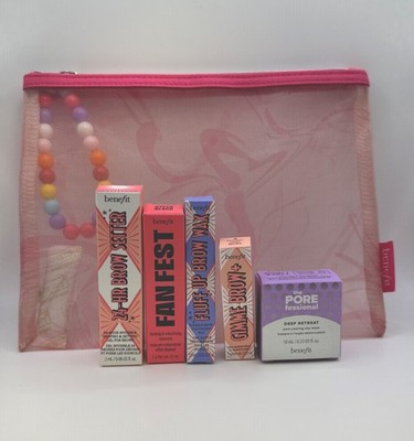 Benefit Cosmetics 6 Piece Set Bag Gimme Brow Fanfest Mascara Porefessional Mask