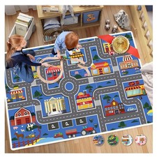 Play Mat Kids Rug for Boys and Girls, 31x47in Non-Slip Playroom Rug Car Rugs