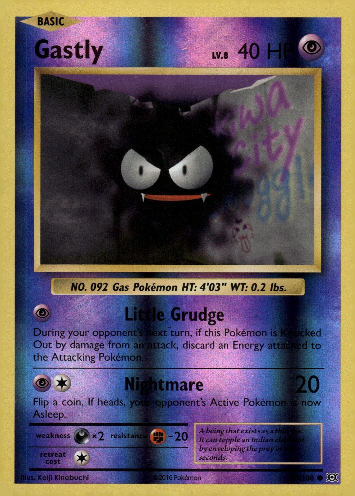 Gastly 47/108 Reverse Holo Common Evolutions Pokemon Card TCG Holo Foil NM