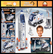 Rocket Ship Toy for Kids Space Shuttle Model with Astronaut Figures 3-8 Years