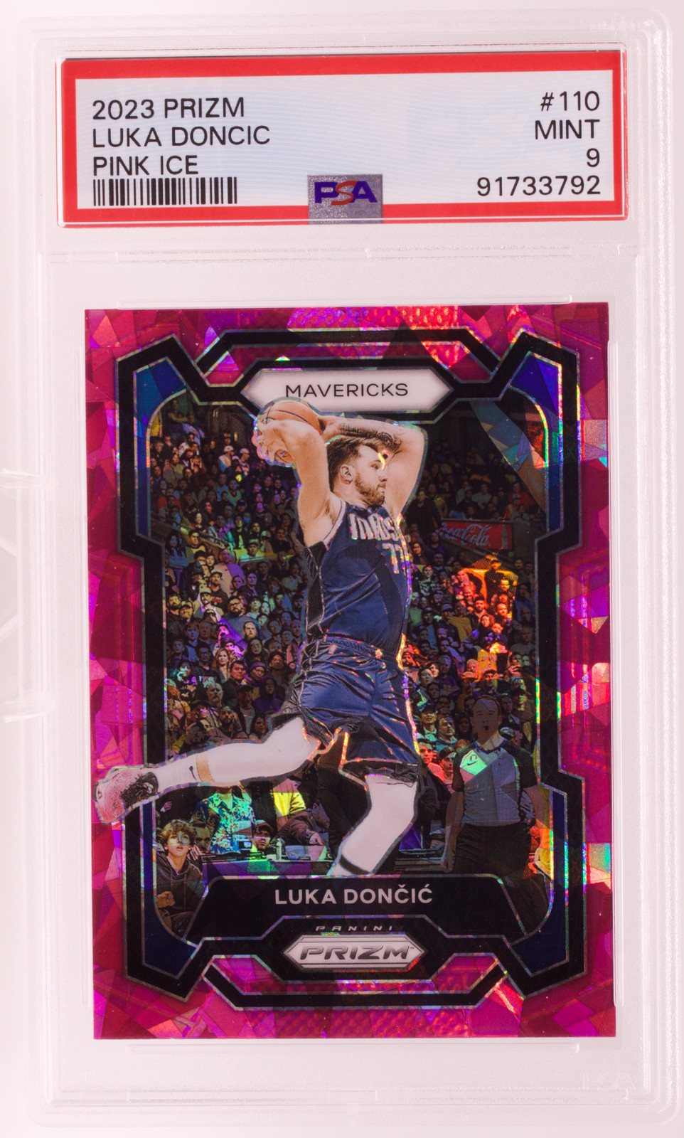 2023-24 Panini Prizm Luka Doncic #110 Pink Ice Prizm Mega PSA 9 MINT Mavericks