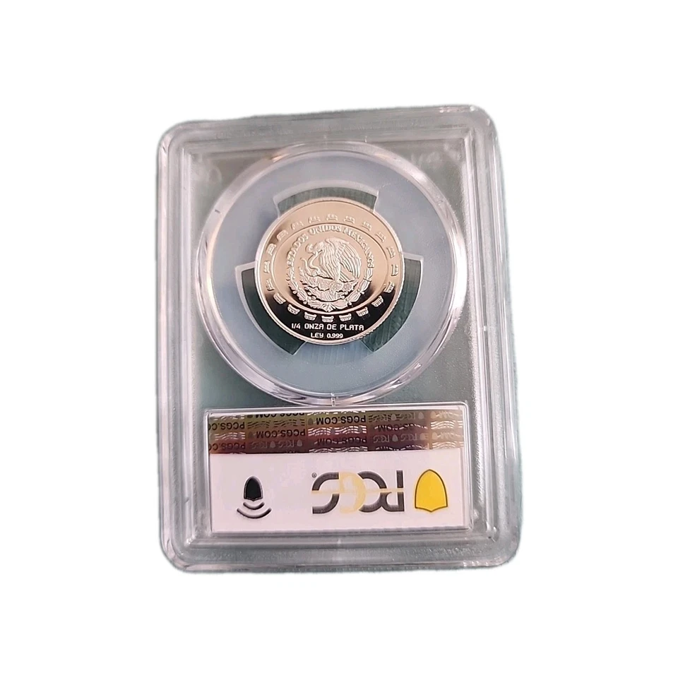 1997 Mo PCGS PR69 Gold SHIELD DCAM MEXICO  SILVER Disco de la Muerte Coin  - Image 2 of 2