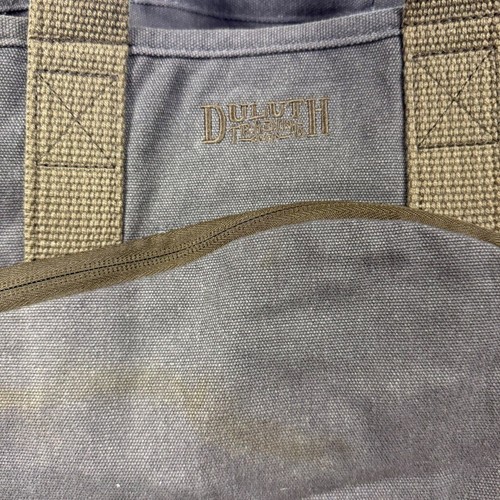 Duluth Trading Gray Brown Canvas Double Handle Bag Tote Shoulder Handbag Travel - Picture 4 of 17