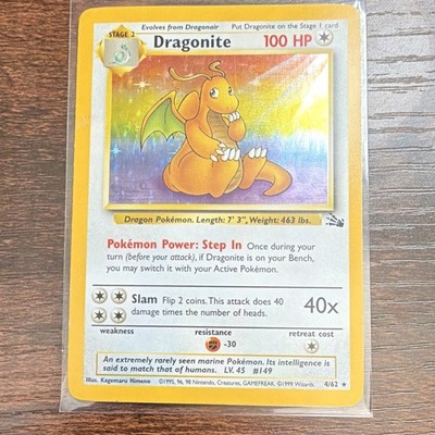 Pokemon TCG Dragonite Holo Rare Fossil 4/62 1999