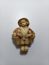 Celluloid Boy With Fruit Sculpture 6cm, Vintage Tape Measure Without Tape.