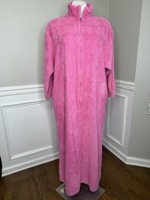 Vintage Stan Herman Hot Pink Terry Cloth Housecoat Robe Cottagecore Grandmacore