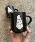 Pottery Barn Scary Squad Halloween Ghost Mugs Set Of 2 Black Stoneware Mugs GC+ — photo 6