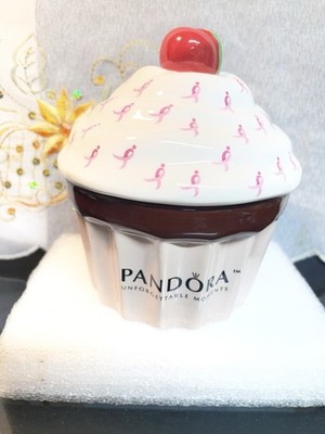 Pandora Jewelry Box Unforgettable Moments Breast Cancer Ribbons Cupcake Ceramic