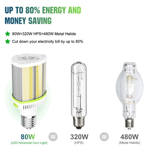 80W/60W/48W 5700K/5000K/4500K LED Corn Shop Lights Bulbs E39 Base Warehouse GYM - Picture 7 of 14